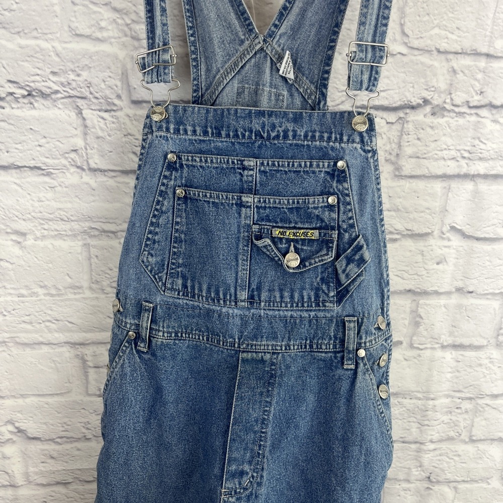 Vintage 90s No Excuses Denim Indie Streetwear Thrashed Overalls Size M READ - Picture 7 of 16